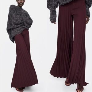 Wide leg pleated zara trousers